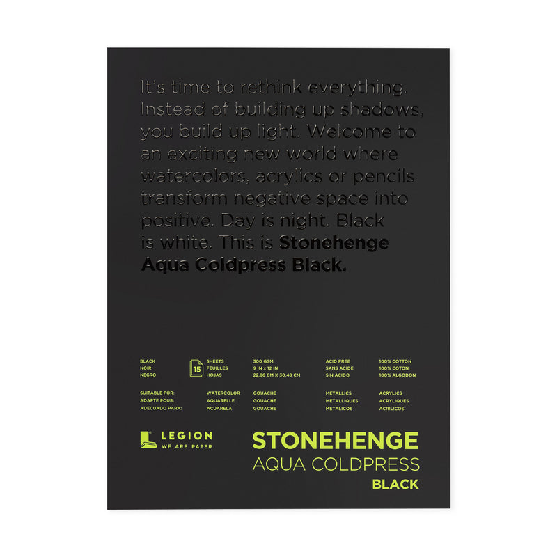 Stonehenge Aqua Coldpress Black Watercolour Paper Pads