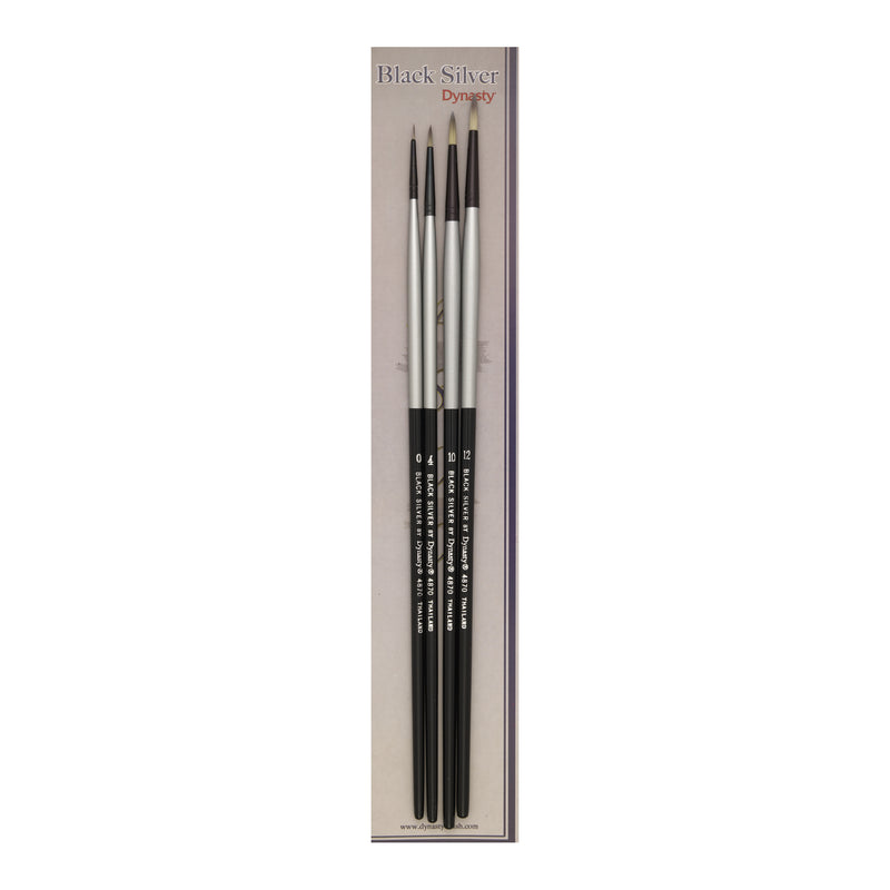 Dynasty Black Silver Long Handle Brush Sets