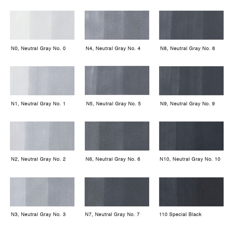 Copic Original Markers Set 12 Neutral Grey