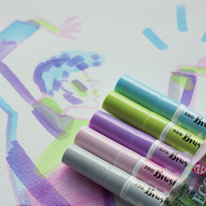 Ecoline Liquid Watercolour Brush Pen - Pastel Set of 5