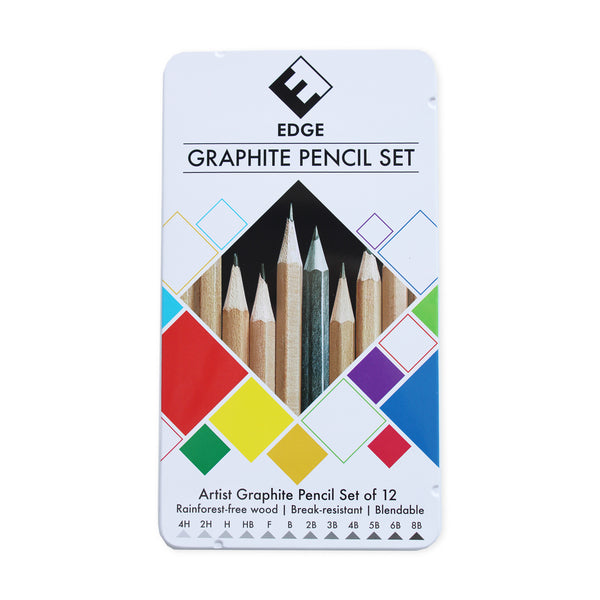 EDGE Artist Graphite Pencil 12-Piece Tin - 4H-8B