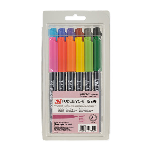 Kuretake ZIG Fudebiyori Colour Brush Pen - Set of 12