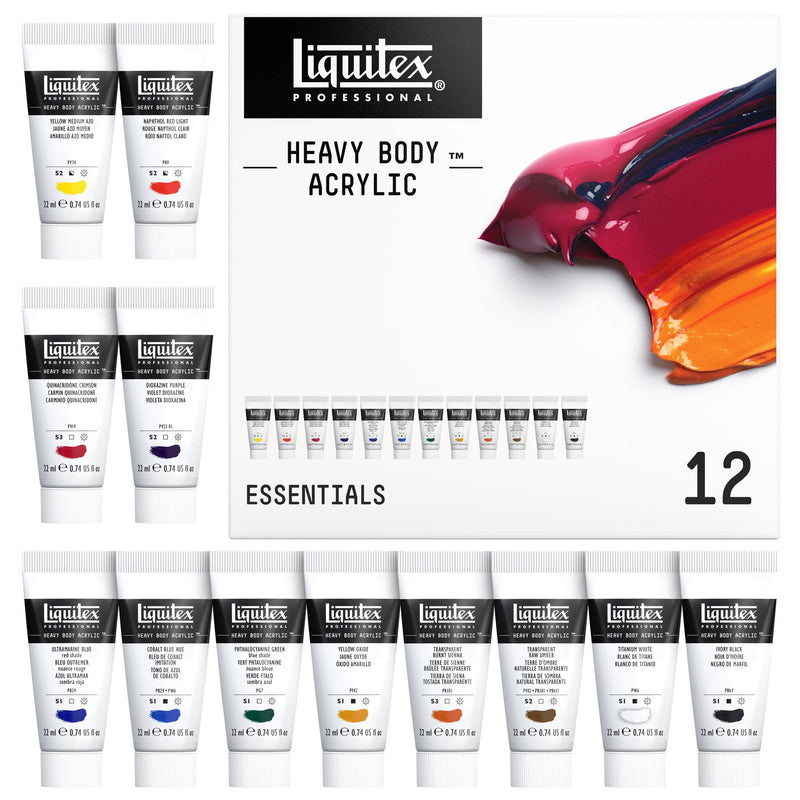 Liquitex Professional Heavy Body Acrylic Colour Essentials Set 12 x 22mL