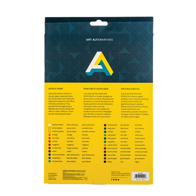 Art Alternatives Economy Acrylic Paint 24-Color Set - 12ml Tubes