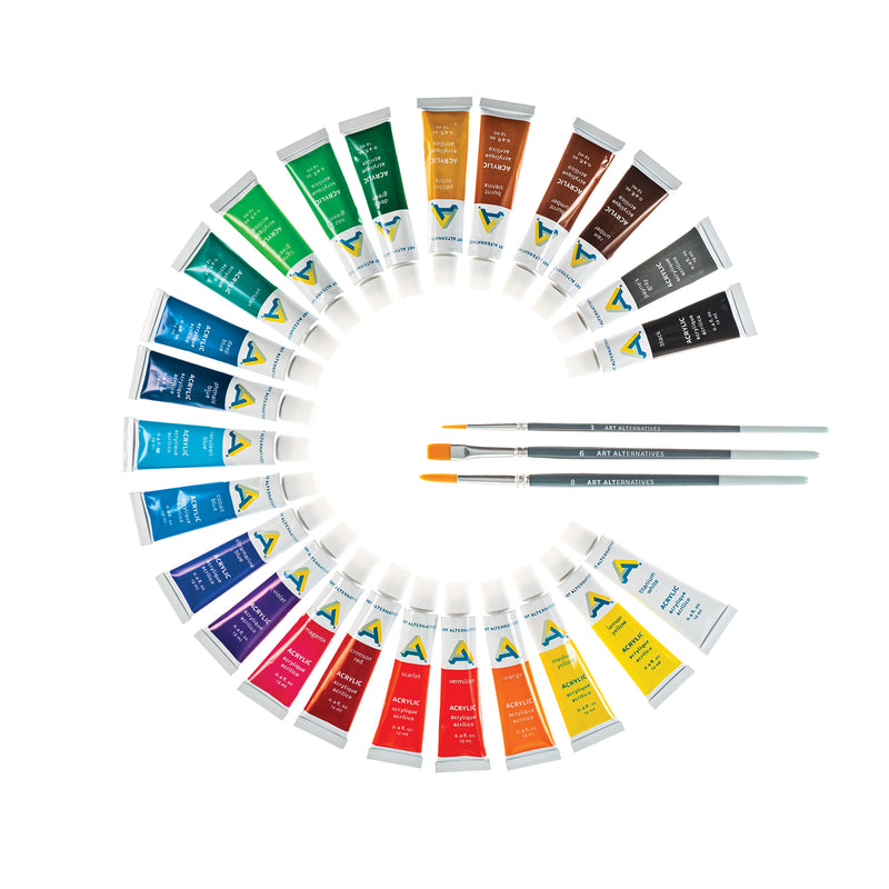 Art Alternatives Economy Acrylic Paint 24-Color Set - 12ml Tubes