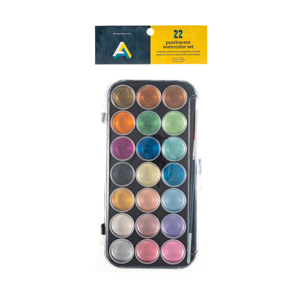 Art Alternatives Watercolor 21-Piece Pearlescent Watercolor Pan Set