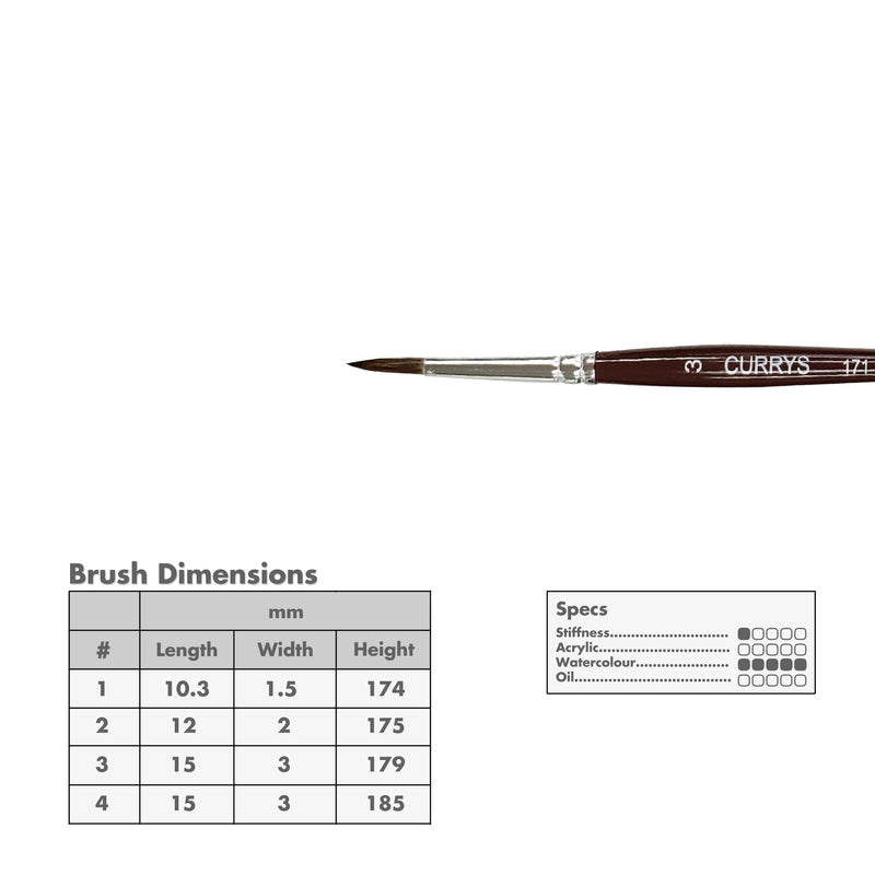 Curry's Series 171 Camel Hair Watercolour Brushes