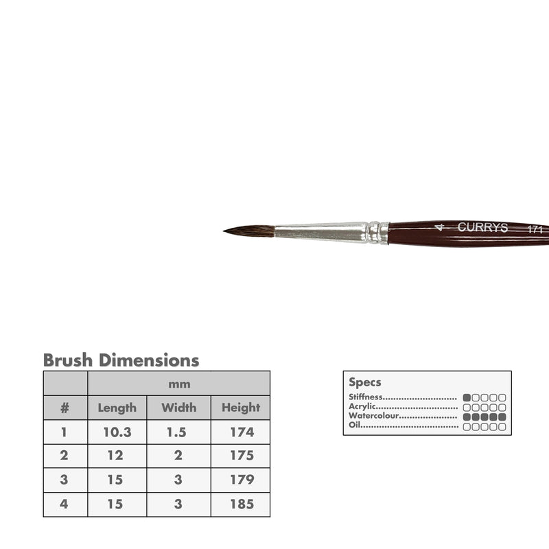 Curry's Series 171 Camel Hair Watercolour Brushes