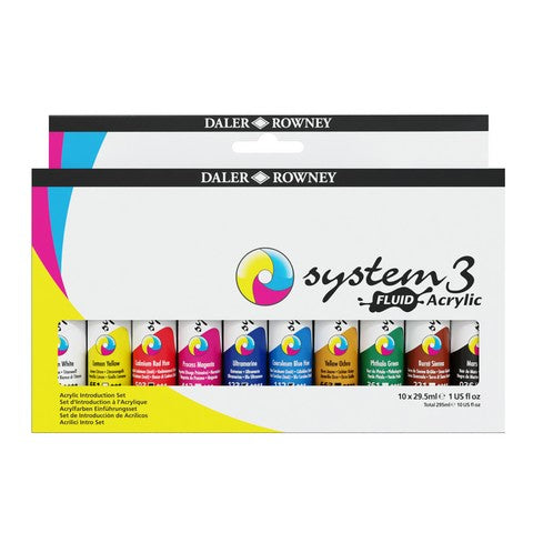 Daler-Rowney System3 Fluid Acrylics 10 X 29.5ml set