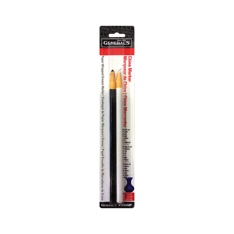 Peel-Off China Markers Black and White 2-Pack