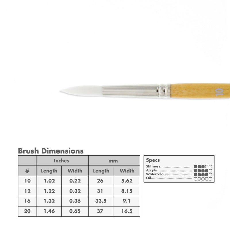 Princeton 9850 Snap! White Taklon Short Handle Brushes