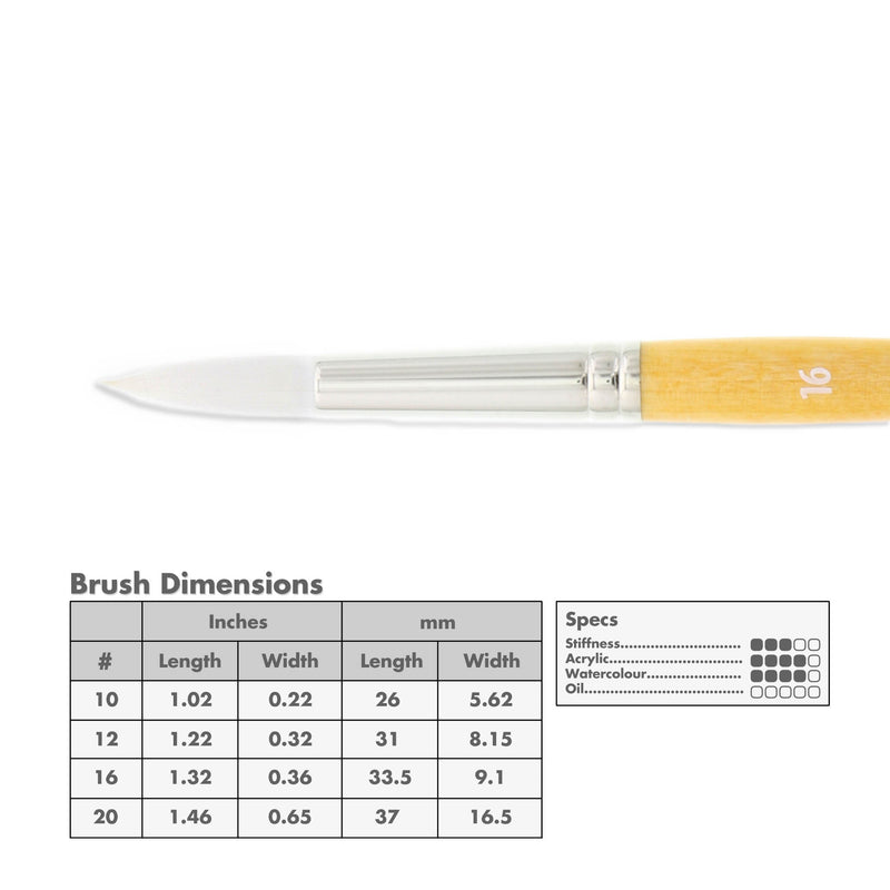 Princeton 9850 Snap! White Taklon Short Handle Brushes