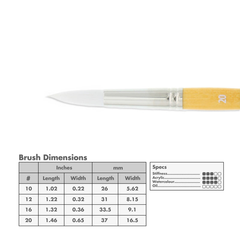 Princeton 9850 Snap! White Taklon Short Handle Brushes