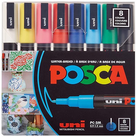 Posca Acrylic Paint Markers Basic Fine Set of 8