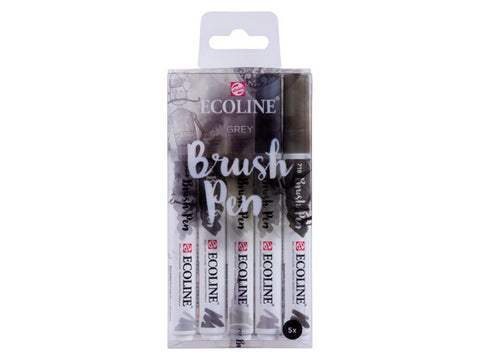 Ecoline Liquid Watercolour Brush Pen - Grey Tones Set of 5