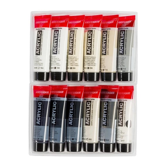 Amsterdam Standard Acrylic Greys Set - 20ml x 12