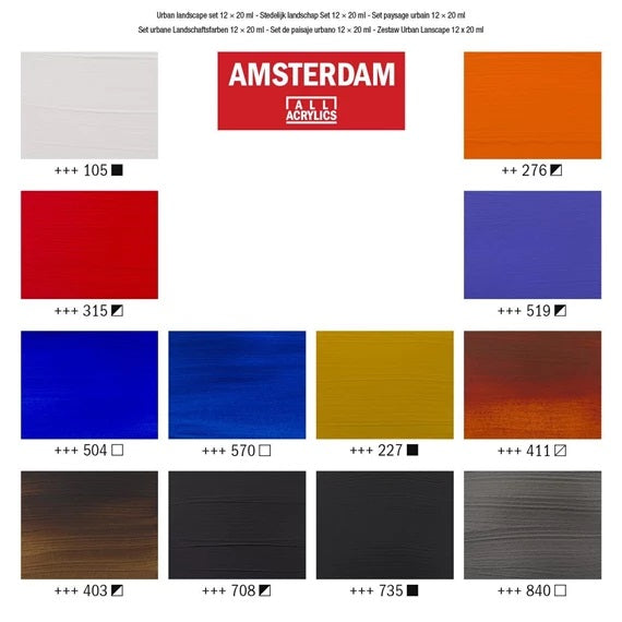 Amsterdam Standard Acrylic Urban Landscape Set - 20ml x 12
