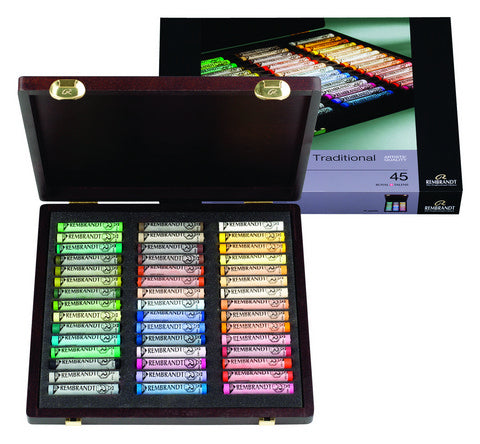 Rembrandt Soft Pastel Wood Box Stick Landscape Colors- Set of 45