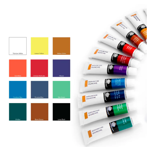 Artist Paint Gouache- Set Of 12 With Brush