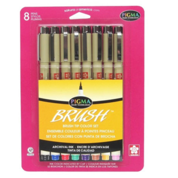 Sakura Pigma Brush Pen 8-Piece Assorted Set