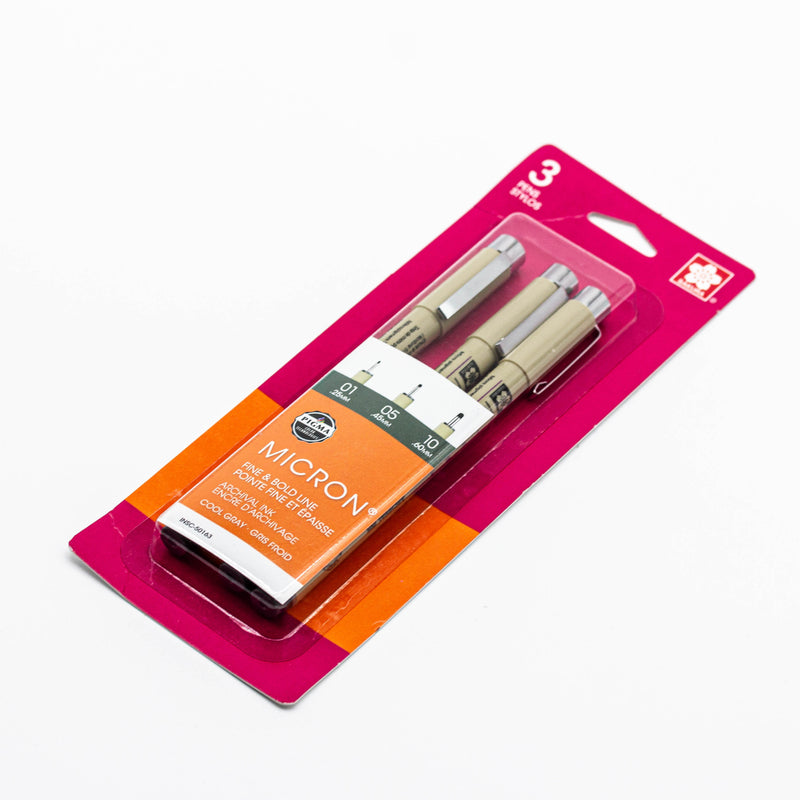 Sakura Pigma Micron Dark Grey 3-Piece Set