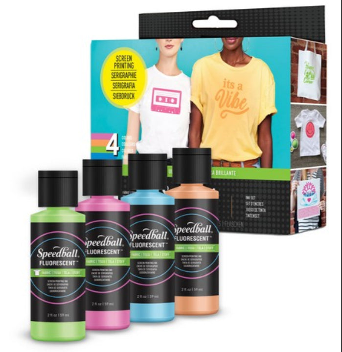 Fabric Screen Printing Ink 4-Piece Flourescent Set