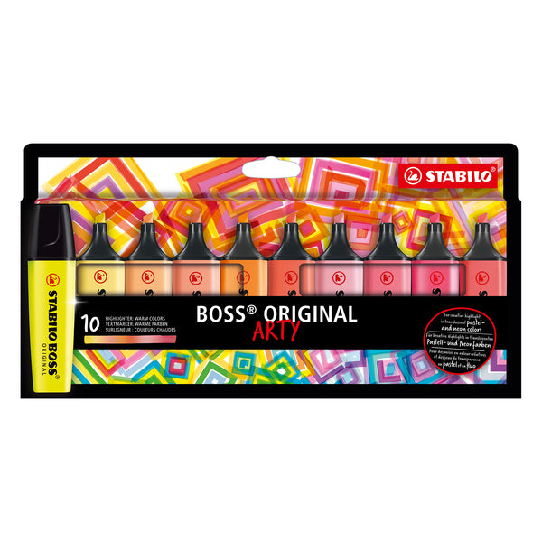 Stabilo BOSS ORIGINAL Highlighters 10-Piece ARTY Warm Colors Set