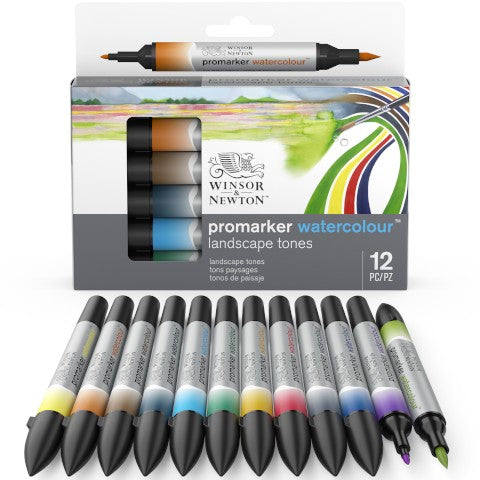Winsor & Newton Promarker Watercolor 12 Landscape Tones Set