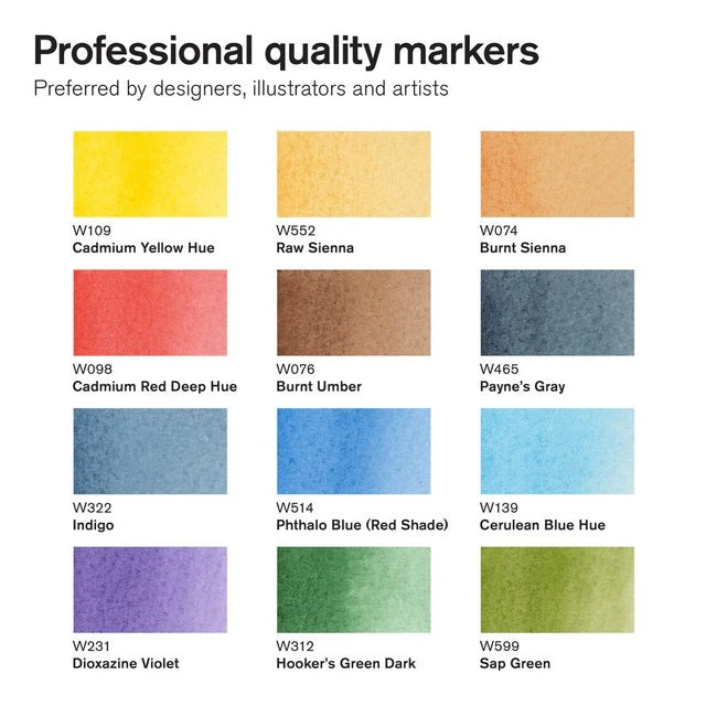 Winsor & Newton Promarker Watercolor 12 Landscape Tones Set