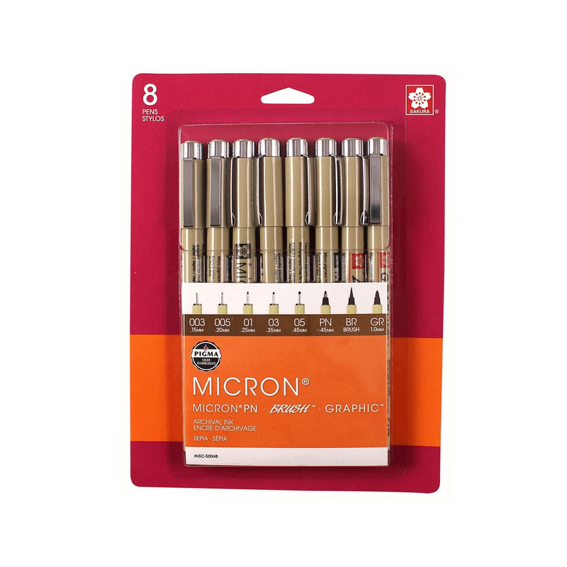 Sakura Pigma Micron 8-Piece Sepia Set