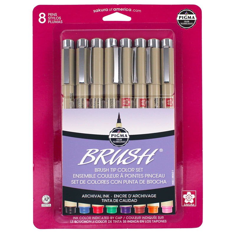 Sakura Pigma Brush Pen 8-Piece Assorted Set
