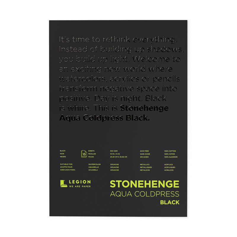 Stonehenge Aqua Coldpress Black Watercolour Paper Pads