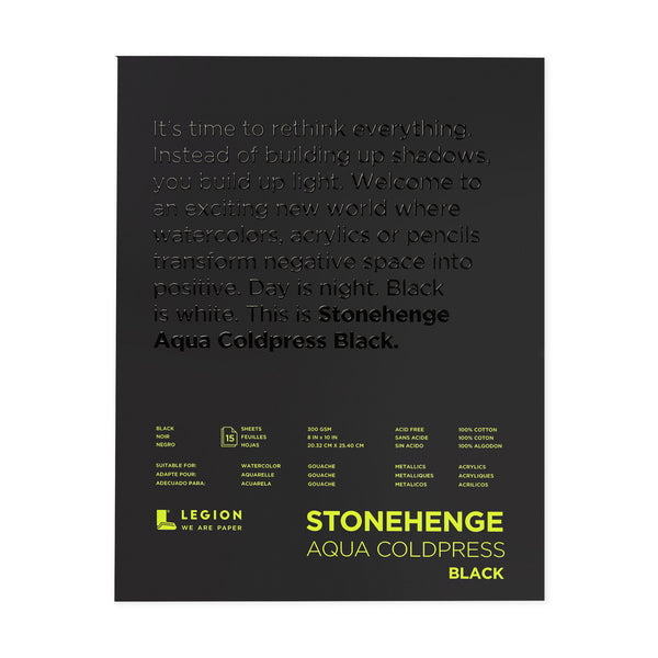 Stonehenge Aqua Coldpress Black Watercolour Paper Pads