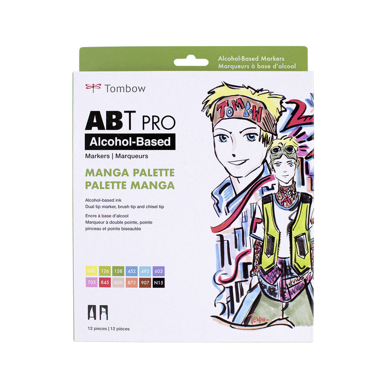 Tombow ABT Pro Alcohol Based Marker Set of 12 - Manga Palette