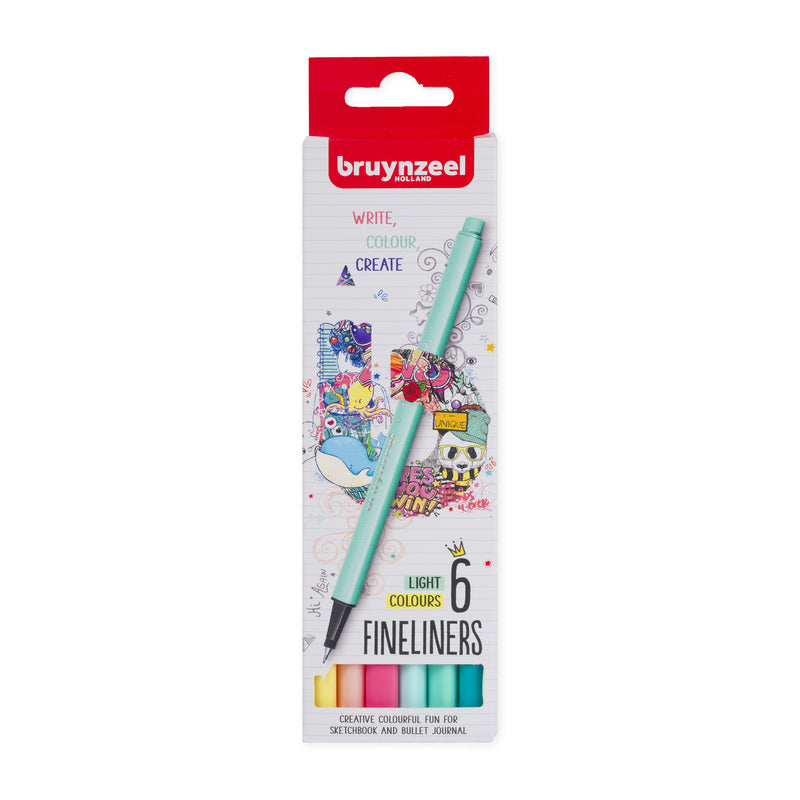 Bruynzeel Creative Fineliner Light Set of 6 Pens