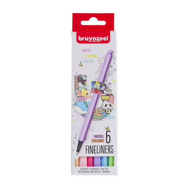 Bruynzeel Creative Fineliner Pastel Set of 6 Pens