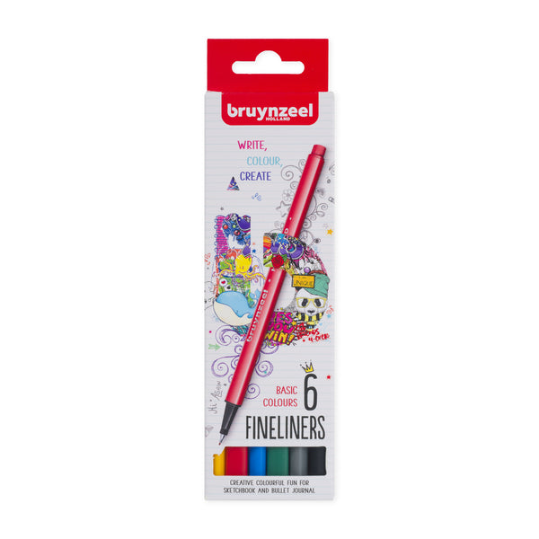 Bruynzeel Creative Fineliner Basic Set of 6 Pens