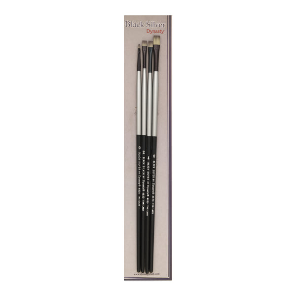 Dynasty Black Silver Long Handle Brush Sets