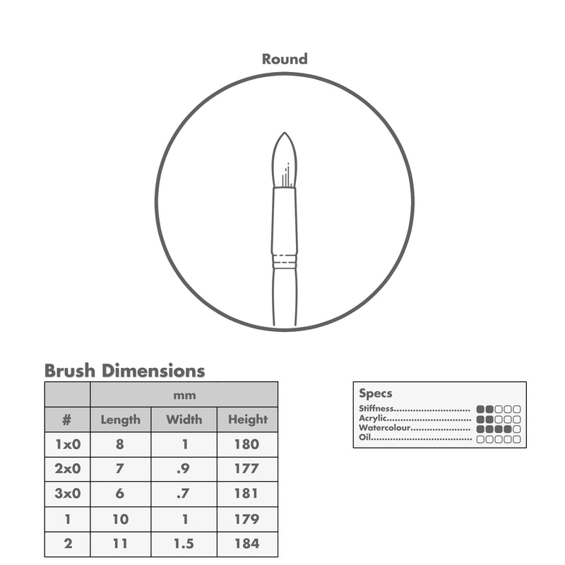 Curry's Series 2600 White Taklon Round Brushes