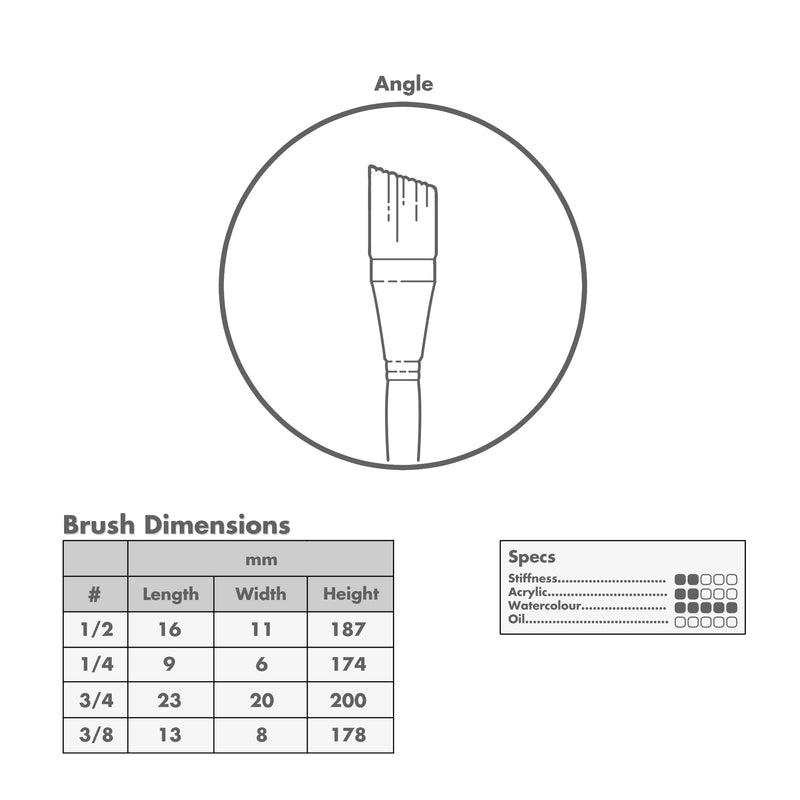 Curry's Series 2603 White Taklon Angle Brushes