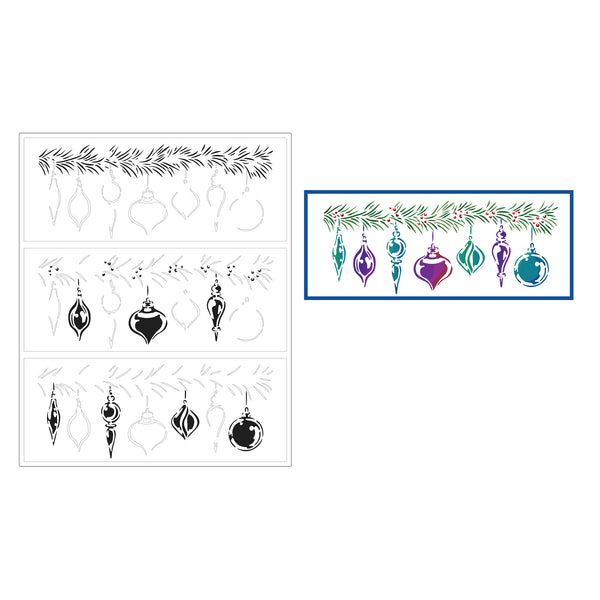 The Crafter's Workshop Slimline Layered Ornaments Stencil - 8.5" x 11"