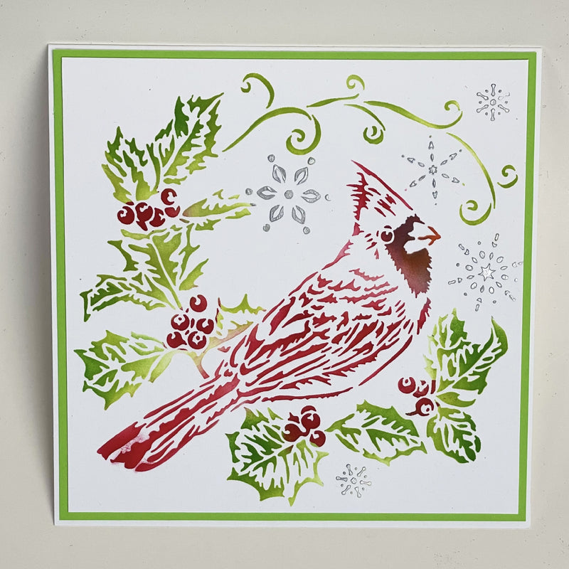The Crafter's Workshop Holly Cardinal Stencil - 6" x 6"