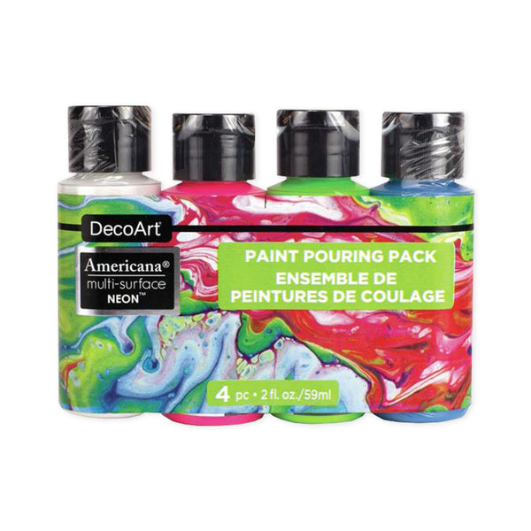 DecoArt Americana Multi-Surface Satin Paint Pouring Pack - Neon