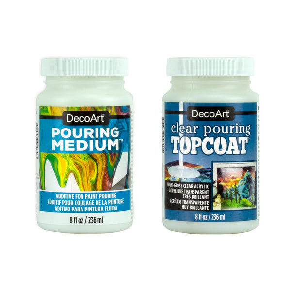 DecoArt Pouring Value Pack - Pouring 8oz & Topcoat 8oz Medium