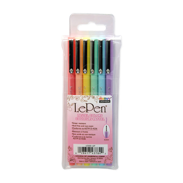 Uchida Le Pen Pastel Fineliners - Set of 6