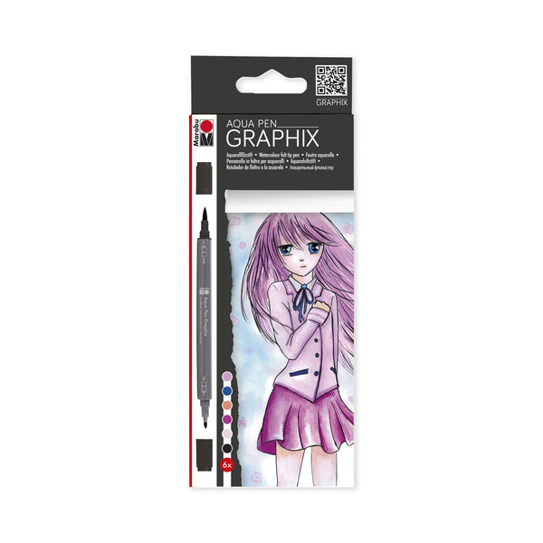 Marabu GRAPHIX Aqua Pen Set Manga 6 set