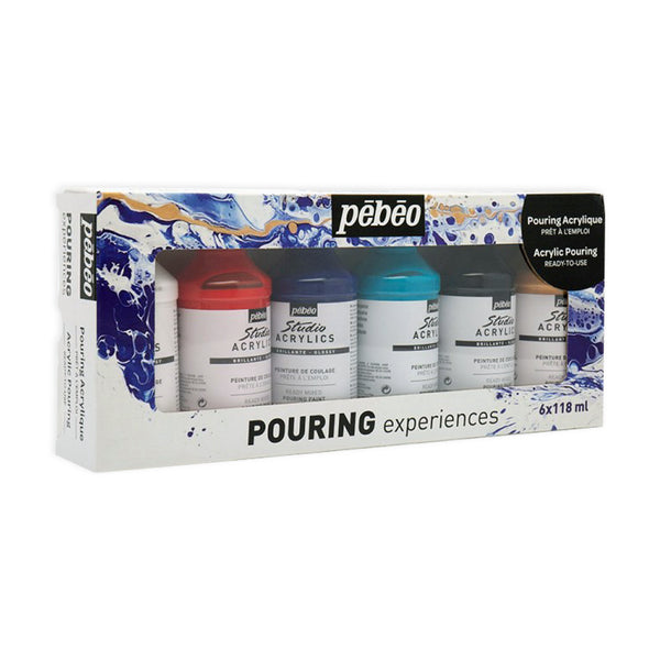 Pebeo Pouring Experiences Complete Kit - 6 Pieces of Pouring Acrylic