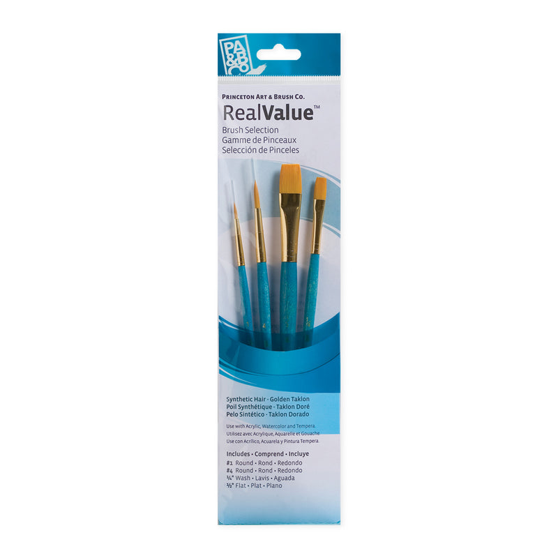 Princeton RealValue 4 Piece Brush Set - Cyan