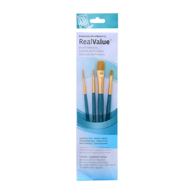 Princeton RealValue 4 Piece Brush Set - Cyan