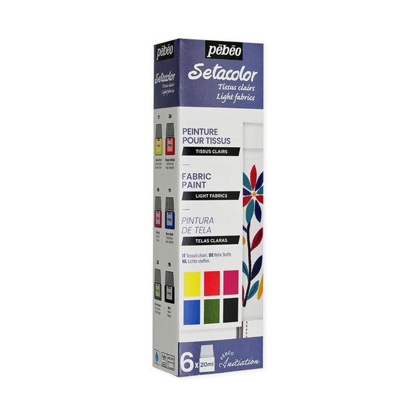 Pebeo Setacolor Opaque Light Fabric Introductory Set 6 x 20ml